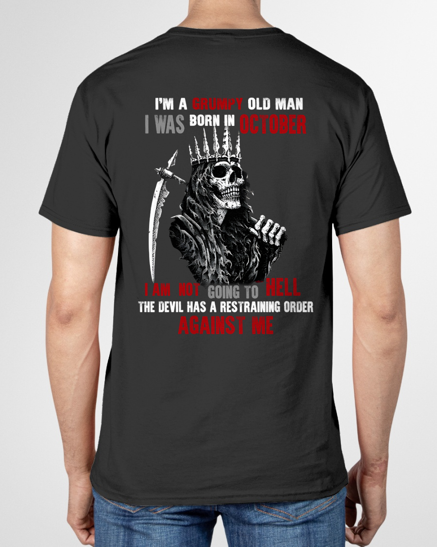 "OCTOBER GRUMPY OLD MAN" - Funny Skull Birthday T-Shirt For Men (SKU26T-01139-10)