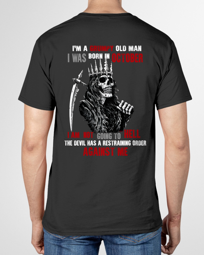 "OCTOBER GRUMPY OLD MAN" - Funny Skull Birthday T-Shirt For Men (SKU26T-01139-10)