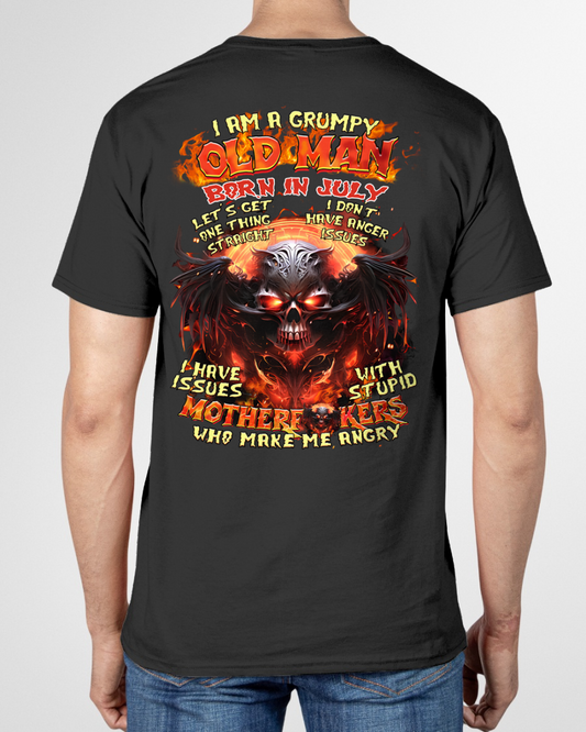 July Men Shirt – I Am A Grumpy Old Man Born In July – Funny Angry Skull Graphic T-Shirt – Dark Humor Gift For Men (SKU26T-01189-07)