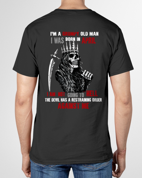 "APRIL GRUMPY OLD MAN" - Funny Skull Birthday T-Shirt For Men (SKU26T-01139-04)