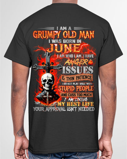 JUNE - GRUMPY OLD MAN T-SHIRT - FUNNY SKULL ANGER ISSUES TEE - PERFECT GIFT FOR MEN KATE06 / male (SKU12-319-06)