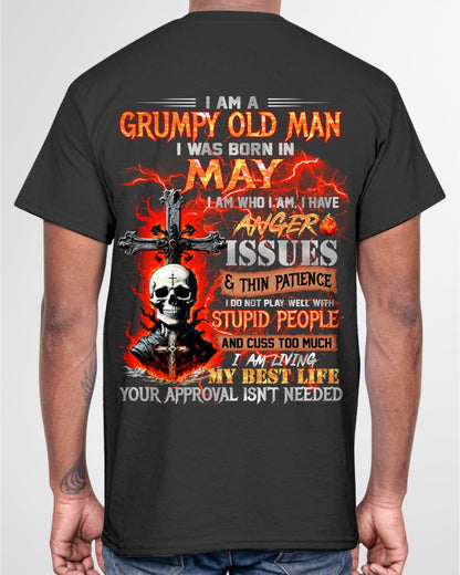 MAY - GRUMPY OLD MAN T-SHIRT - FUNNY SKULL ANGER ISSUES TEE - PERFECT GIFT FOR MEN KATE05 / male (SKU12-319-05)