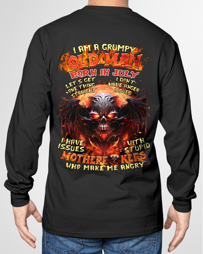 July Men Shirt – I Am A Grumpy Old Man Born In July – Funny Angry Skull Graphic T-Shirt – Dark Humor Gift For Men (SKU26T-01189-07)