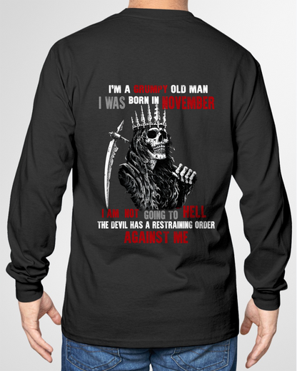 "NOVEMBER GRUMPY OLD MAN" - Funny Skull Birthday T-Shirt For Men (SKU26T-01139-11)