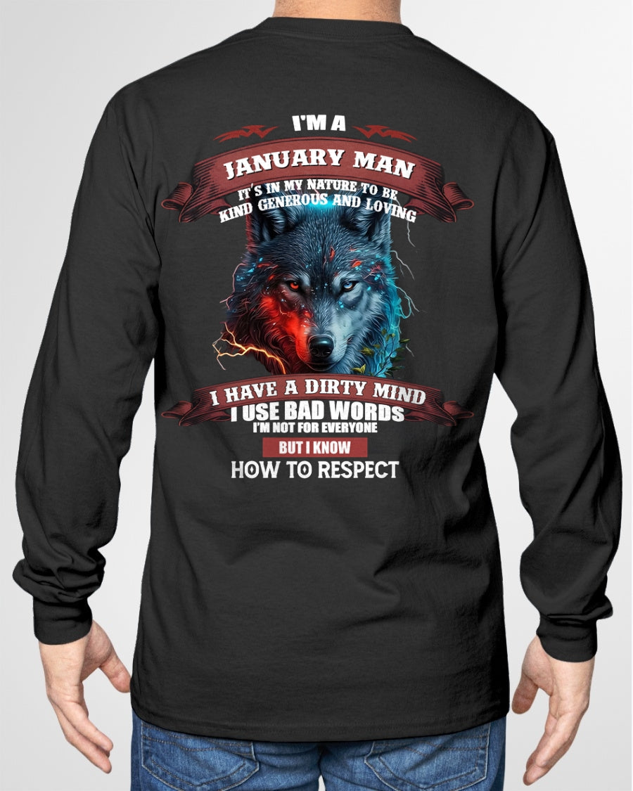JANUARY - KNOW HOW TO RESPECT - BIRTHDAY T-SHIRT FOR MEN - KATE01 / male (SKU12-162-01)