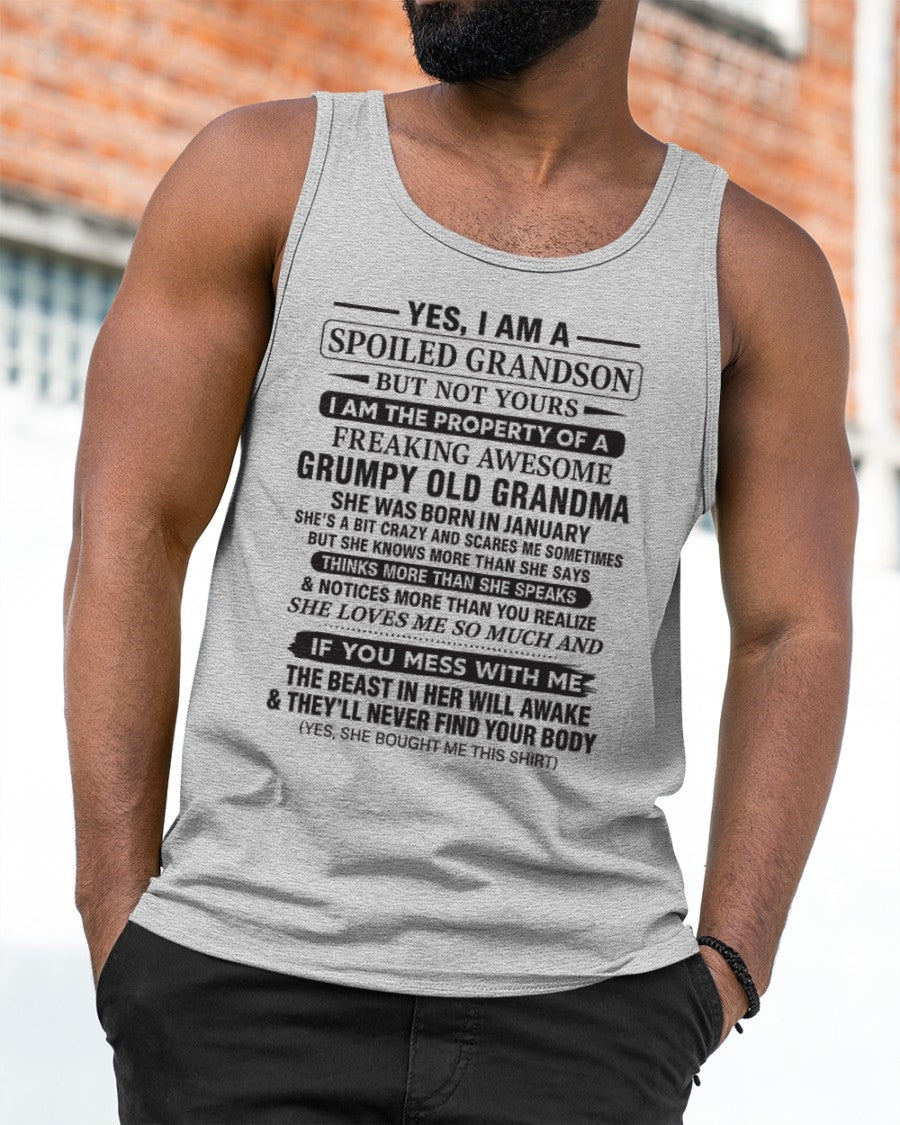 Yes I’m A Stubborn Grandson T-Shirt – Birthday Gift From January Grandma / Woman - KATE01 (SKU10-171-01)