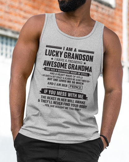 I Am A Lucky Grandson T-Shirt – Birthday Gift From Grandma / Woman - KATE00 (SKU11-29-00)