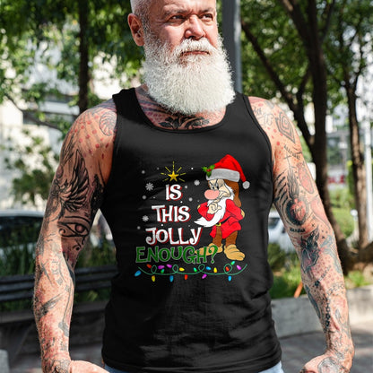 Is This Jolly Enough Grumpy Elf Pajama Christmas Lights T-Shirt - Christmas Unisex T-Shirt/Hoodie/Sweatshirt - HNDS00
