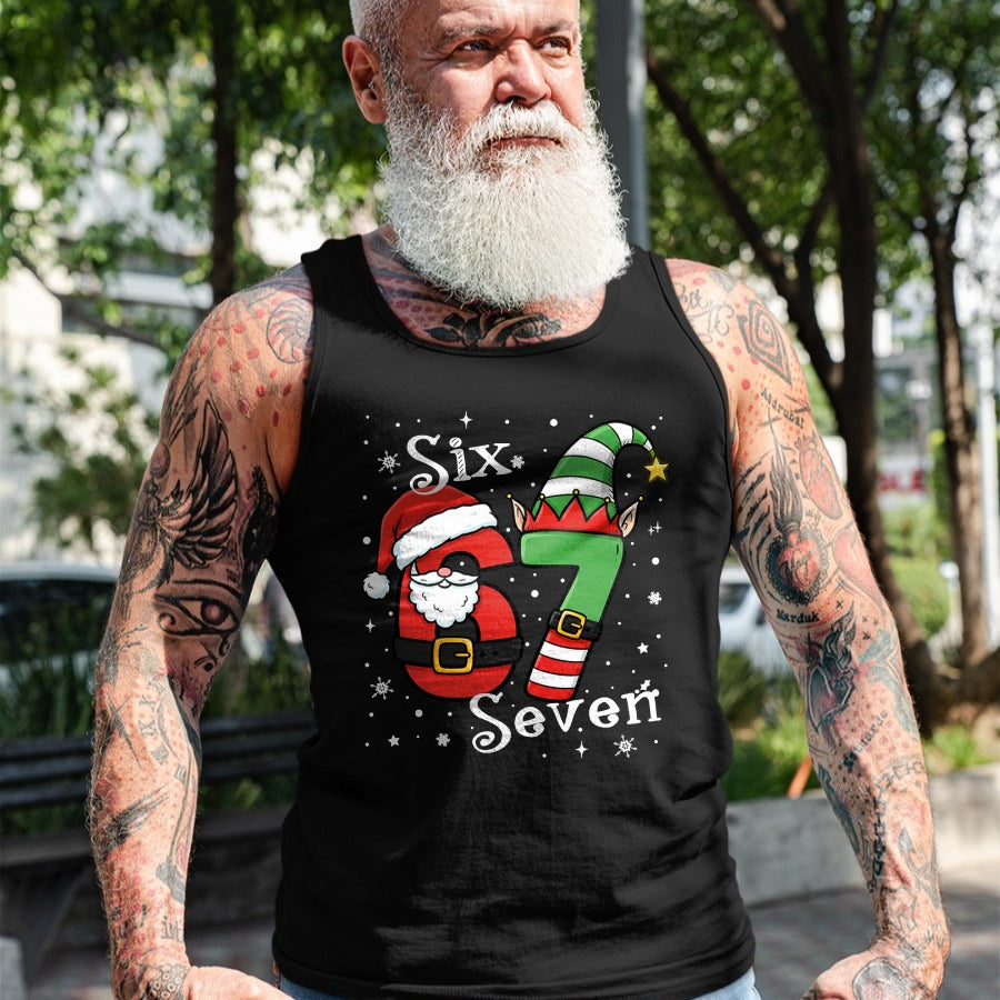Funny Six Seven 67 Meme 6 7 Elf Santa Christmas Pajamas Kids T-Shirt - Christmas Unisex T-Shirt/Hoodie/Sweatshirt - HNDS00
