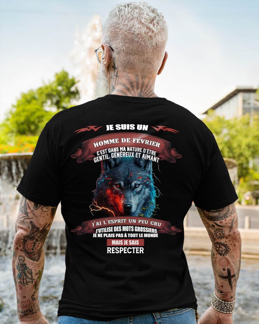 FÉVRIER -  JE SAIS RESPECTER – T-SHIRT D’ANNIVERSAIRE POUR HOMME - frKATE02 (SKU12-266-02)