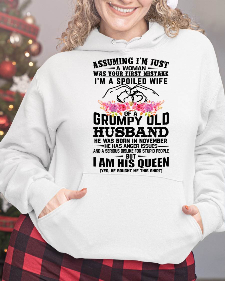 November - Spoiled Wife T-Shirt – Grumpy Old Husband Funny Tee - Perfect Gift From Husband - KATE11 (SKU11-101-11)
