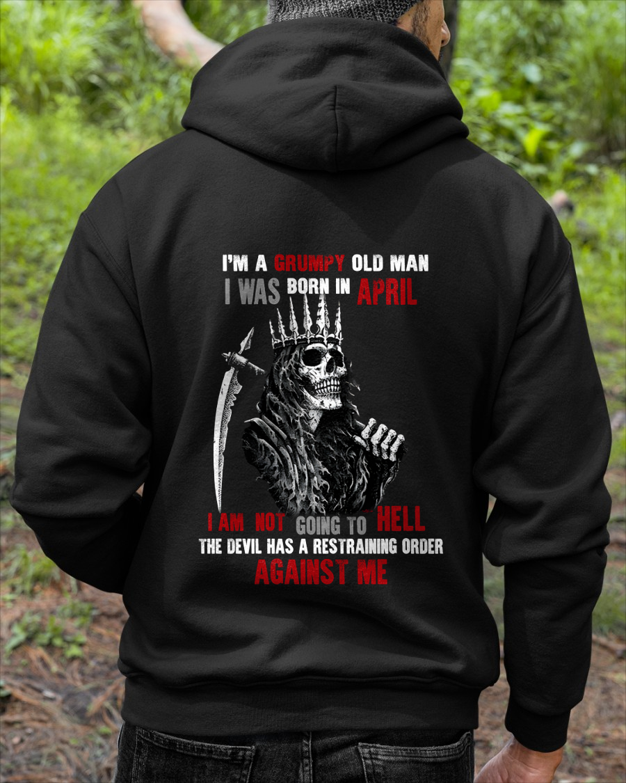 "APRIL GRUMPY OLD MAN" - Funny Skull Birthday T-Shirt For Men (SKU26T-01139-04)