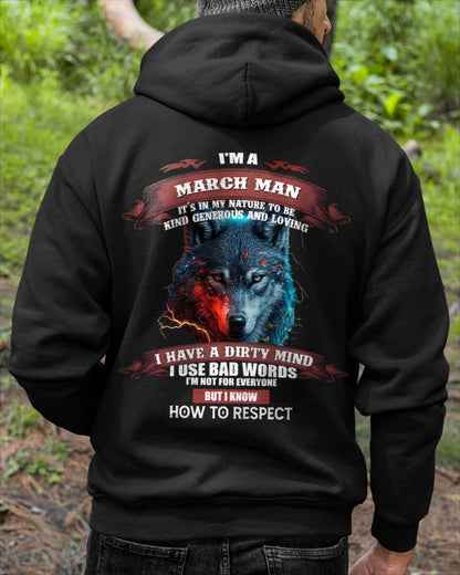 MARCH - KNOW HOW TO RESPECT - BIRTHDAY T-SHIRT FOR MEN - KATE03 / male (SKU12-162-03)