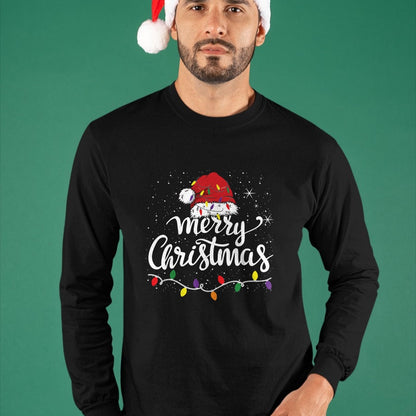 Merry Christmas Lights Red Santa Hat Xmas Family Men Women Pullover - Christmas Unisex T-Shirt/Hoodie/Sweatshirt - HNDS00