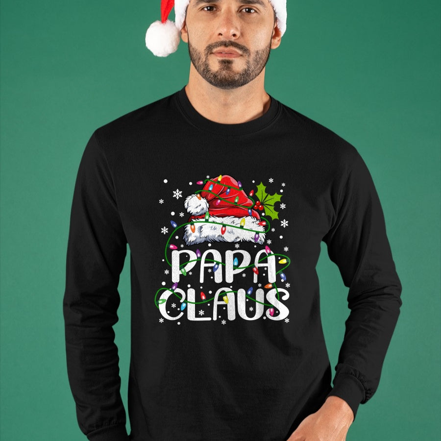 Papa Claus Christmas Lights Pajama Family Matching T-Shirt - Christmas Unisex T-Shirt/Hoodie/Sweatshirt - HNDS00
