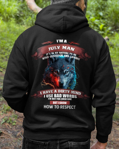 JULY - KNOW HOW TO RESPECT - BIRTHDAY T-SHIRT FOR MEN - KATE07 / male (SKU12-162-07)