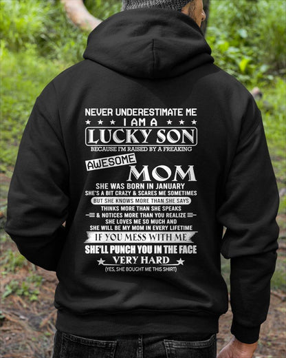 JANUARY - I AM A  LUCKY SON - T SHIRT- GIFT FROM MOM -NIKI01 (SKU10-36-01)