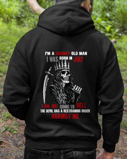 "JULY GRUMPY OLD MAN" - Funny Skull Birthday T-Shirt For Men (SKU26T-01139-07)