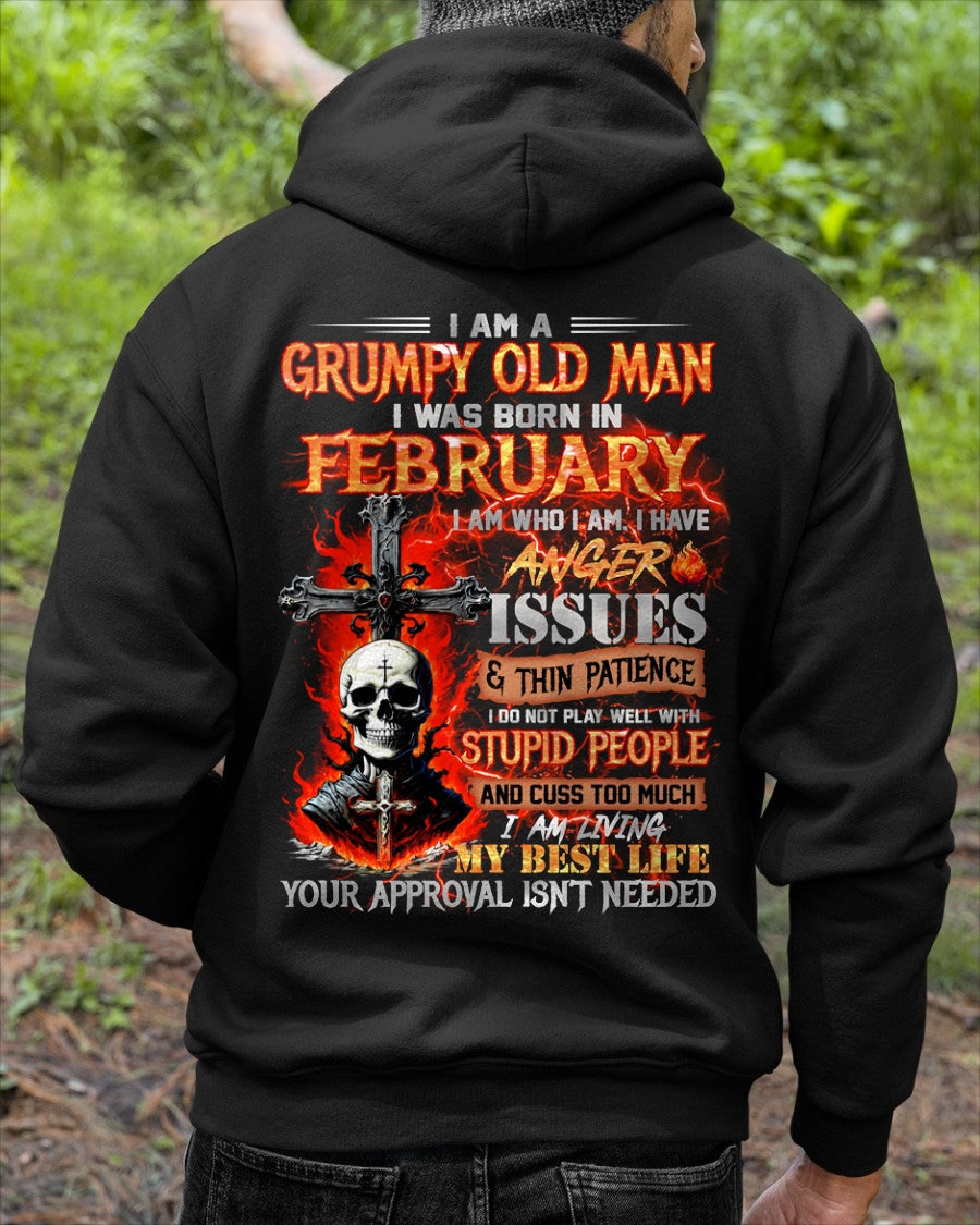 FEBRUARY - GRUMPY OLD MAN T-SHIRT - FUNNY SKULL ANGER ISSUES TEE - PERFECT GIFT FOR MEN KATE02 / male (SKU12-319-02)