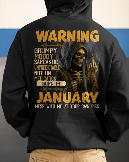 JANUARY - WARNING GRUMPY MOODY - BIRTHDAY T-SHIRT FOR MEN - NIKI01 (SKU26T-01-07-01)