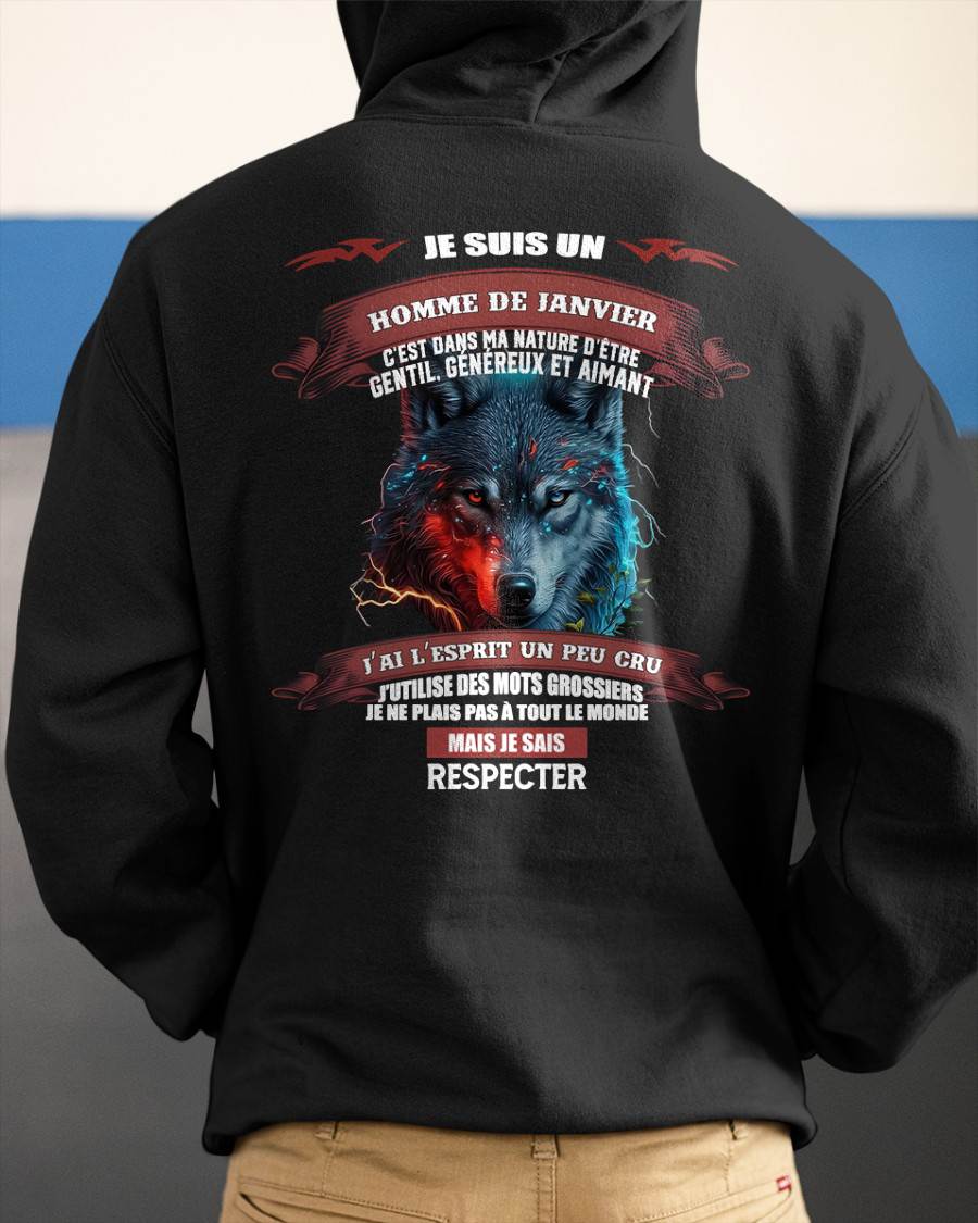 JANVIER -  JE SAIS RESPECTER – T-SHIRT D’ANNIVERSAIRE POUR HOMME - frKATE01 (SKU12-266-01)