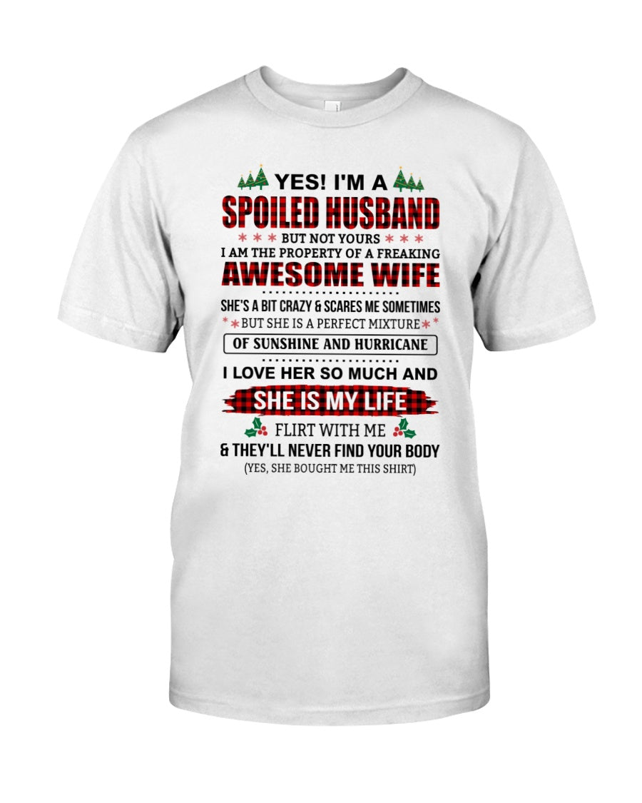SPOILED HUSBAND OF AWESOME WIFE - PERFECT CHRISTMAS GIFT FROM WIFE - KATE00