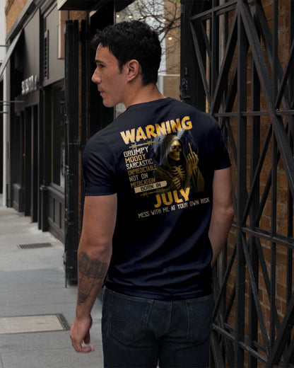 JULY - WARNING GRUMPY MOODY - BIRTHDAY T-SHIRT FOR MEN - KATE07 (SKU26T-01-07-07)