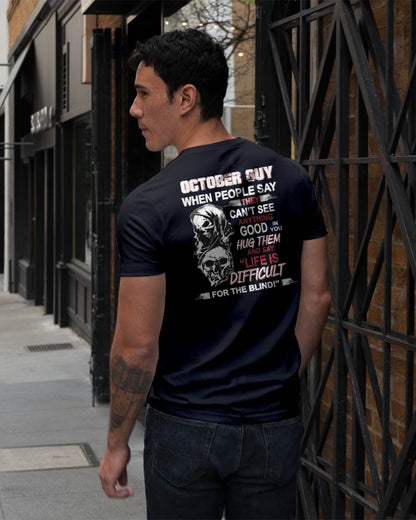 OCTOBER -  HUG THEM AND SAY... - BIRTHDAY T-SHIRT FOR MEN - KATE10 (SKU12-253-10)