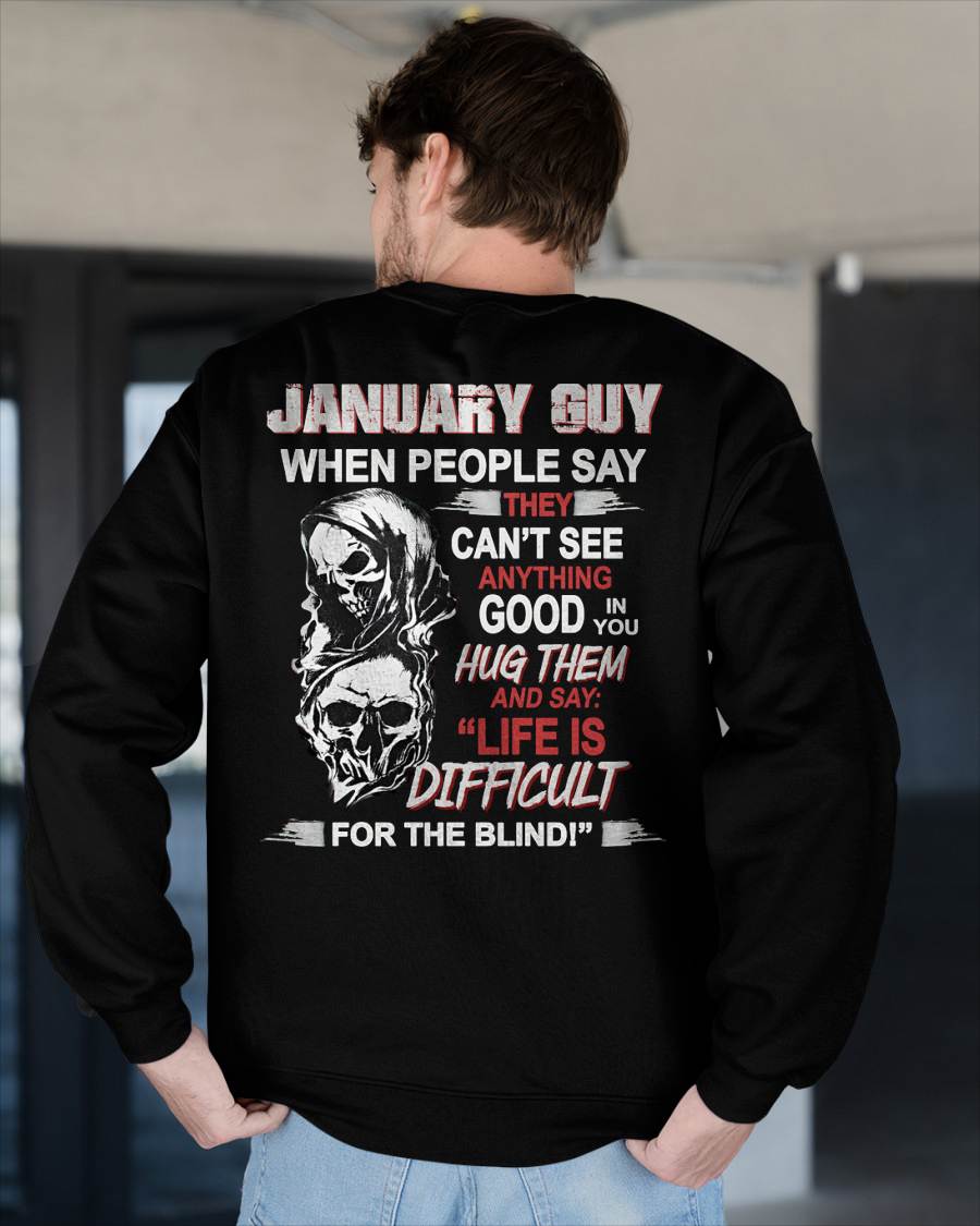 JANUARY - HUG THEM AND SAY... - BIRTHDAY T-SHIRT FOR MEN - KATE01 (SKU12-253-01)