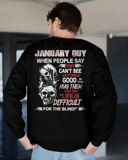 JANUARY - HUG THEM AND SAY... - BIRTHDAY T-SHIRT FOR MEN - KATE01 (SKU12-253-01)