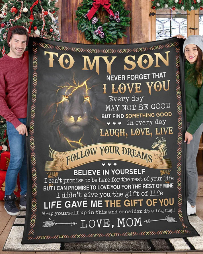 BLANKET FOR SON - GIFT FROM MOM - COMFORT & WARMTH GIFT (SKUB09-12)
