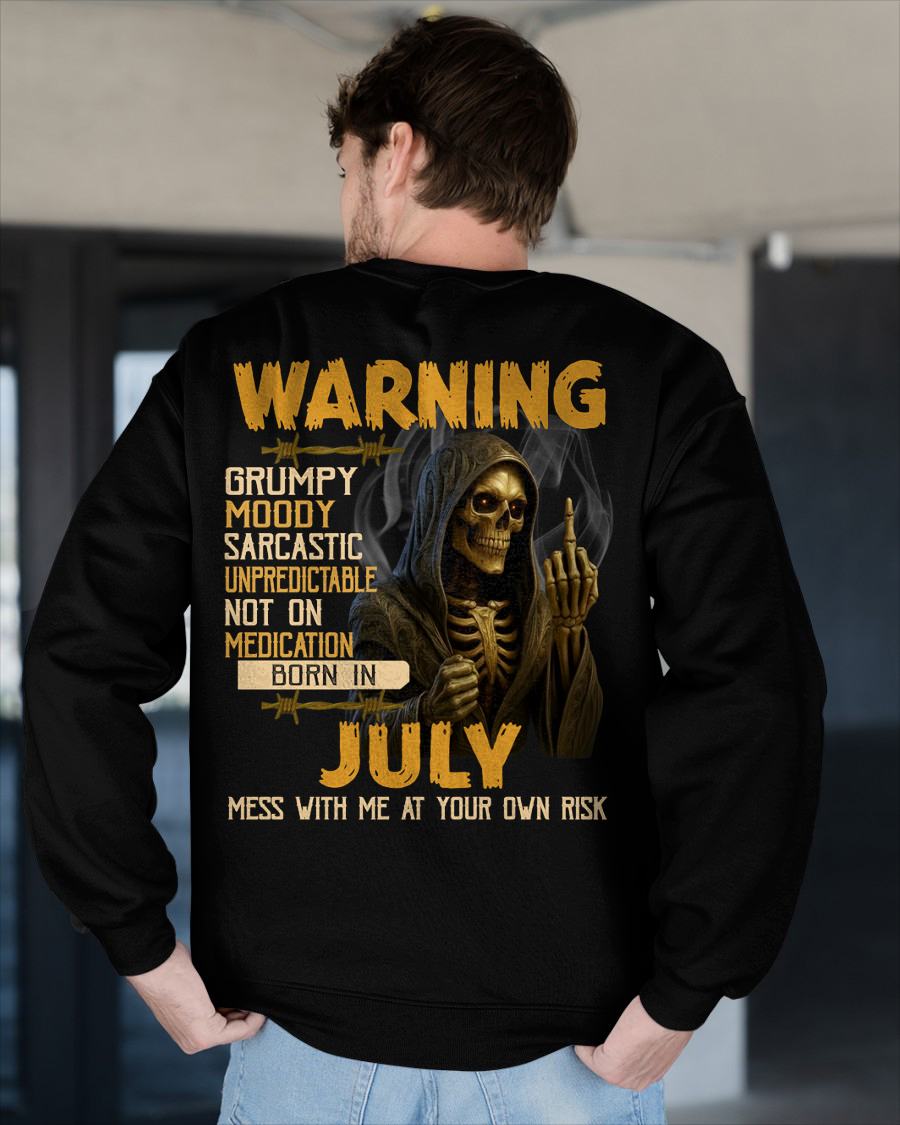 JULY - WARNING GRUMPY MOODY - BIRTHDAY T-SHIRT FOR MEN - NIKI07 (SKU26T-01-07-07)