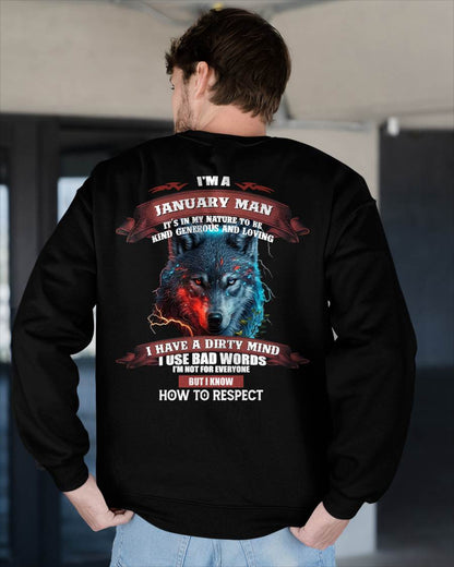 JANUARY - KNOW HOW TO RESPECT - BIRTHDAY T-SHIRT FOR MEN - KATE01 (SKU12-162-01)