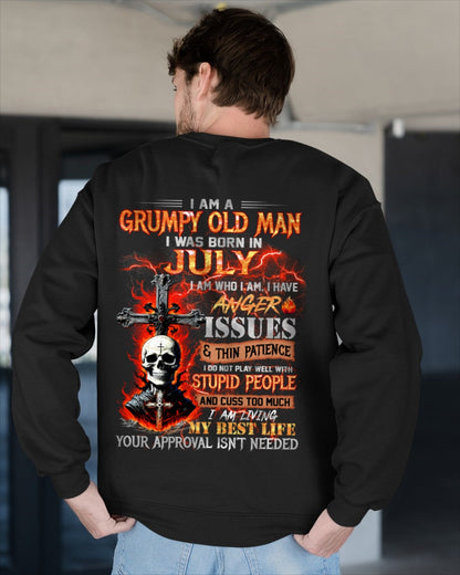 JULY - GRUMPY OLD MAN T-SHIRT - FUNNY SKULL ANGER ISSUES TEE - PERFECT GIFT FOR MEN KATE07 / male (SKU12-319-07)