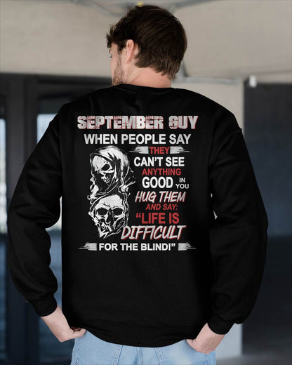 SEPTEMBER -  HUG THEM AND SAY... - BIRTHDAY T-SHIRT FOR MEN - KATE09 (SKU12-253-09)
