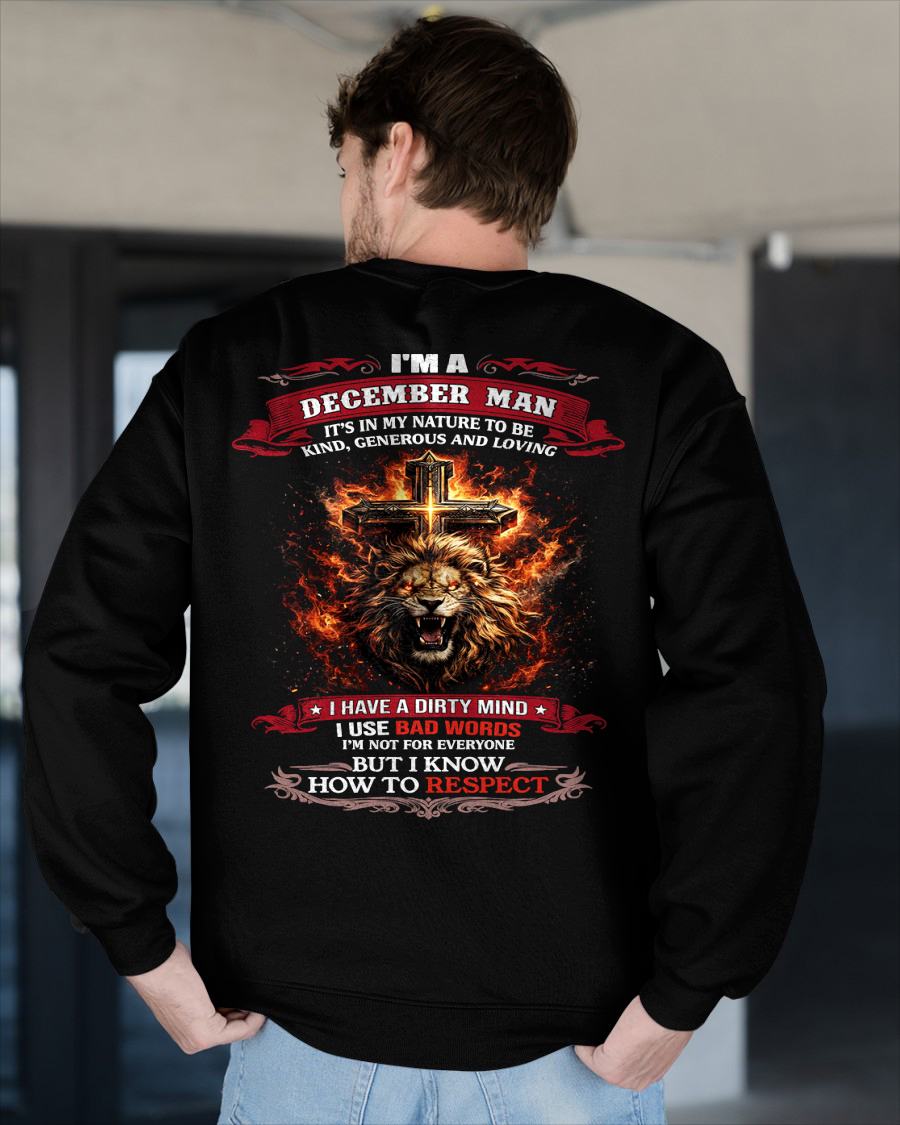 DECEMBER - KIND AND LOVING ARE MY NATURE - PREMIUM DTG PRINT BIRTHDAY T-SHIRT FOR MEN - KATE12 (SKU26T-01-31-12)
