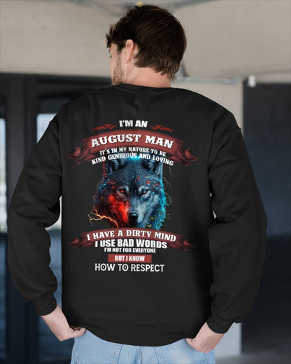 AUGUST - KNOW HOW TO RESPECT - BIRTHDAY T-SHIRT FOR MEN - KATE08 / male (SKU12-162-08)