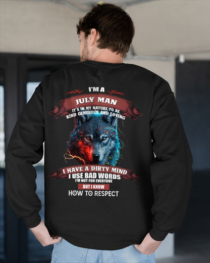 JULY - KNOW HOW TO RESPECT - BIRTHDAY T-SHIRT FOR MEN - KATE07 / male (SKU12-162-07)