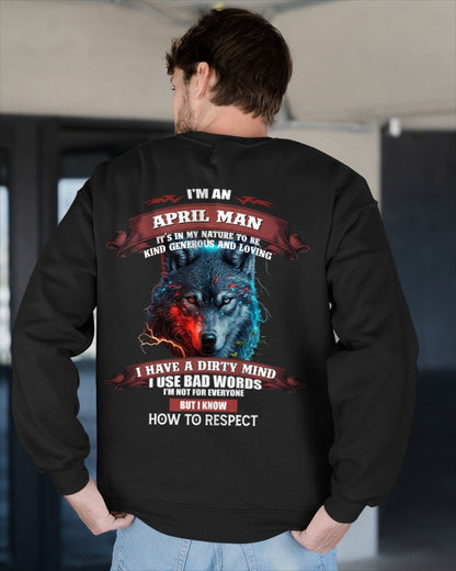 APRIL - KNOW HOW TO RESPECT - BIRTHDAY T-SHIRT FOR MEN - KATE04 / male (SKU12-162-04)