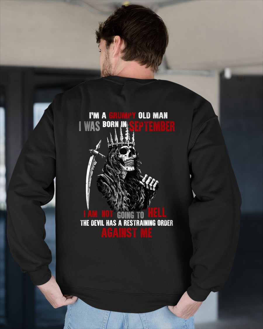 "SEPTEMBER GRUMPY OLD MAN" - Funny Skull Birthday T-Shirt For Men (SKU26T-01139-09)