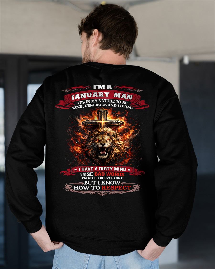 JANUARY - KIND AND LOVING ARE MY NATURE - PREMIUM DTG PRINT BIRTHDAY T-SHIRT FOR MEN - KATE01 (SKU26T-01-31-01)
