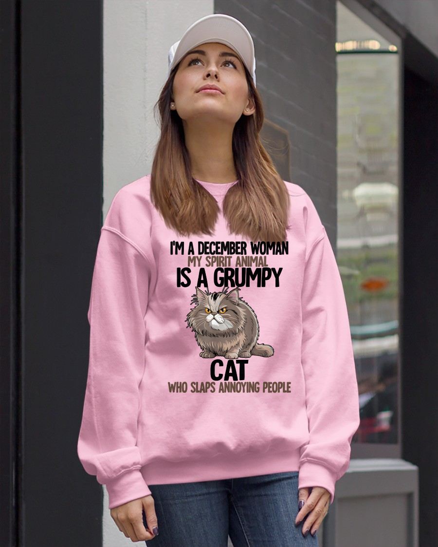 DECEMBER - MY SPIRIT ANIMAL IS A GRUMPY CAT - BIRTHDAY SHIRT FOR WOMEN - KATE12 (SKU12-278-12)