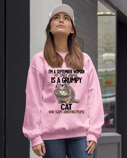 SEPTEMBER - MY SPIRIT ANIMAL IS A GRUMPY CAT - BIRTHDAY SHIRT FOR WOMEN - KATE09 (SKU12-278-09)