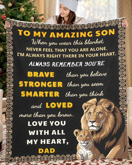 Special Gift For Your Son Blanket "Love You With All My Heart"- From Dad (SKUB12-159)