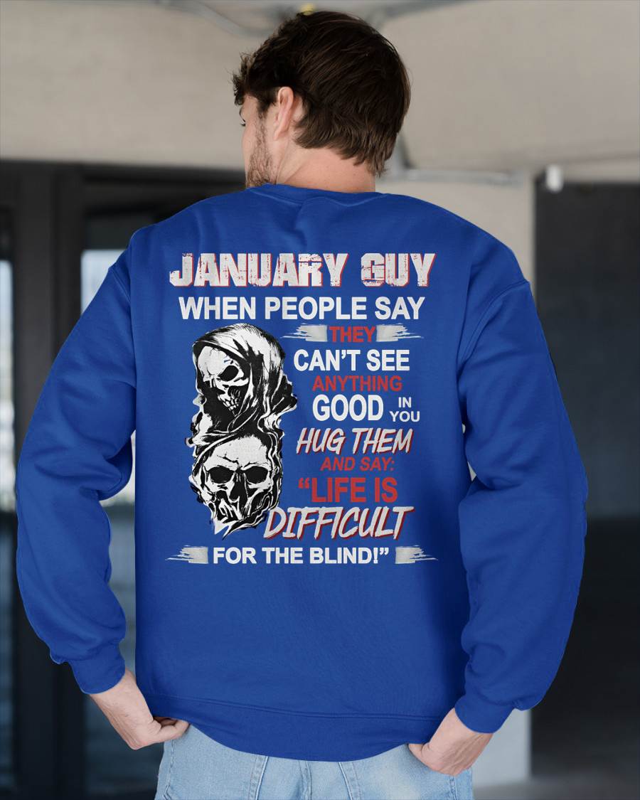 JANUARY - HUG THEM AND SAY... - BIRTHDAY T-SHIRT FOR MEN - KATE01 (SKU12-253-01)