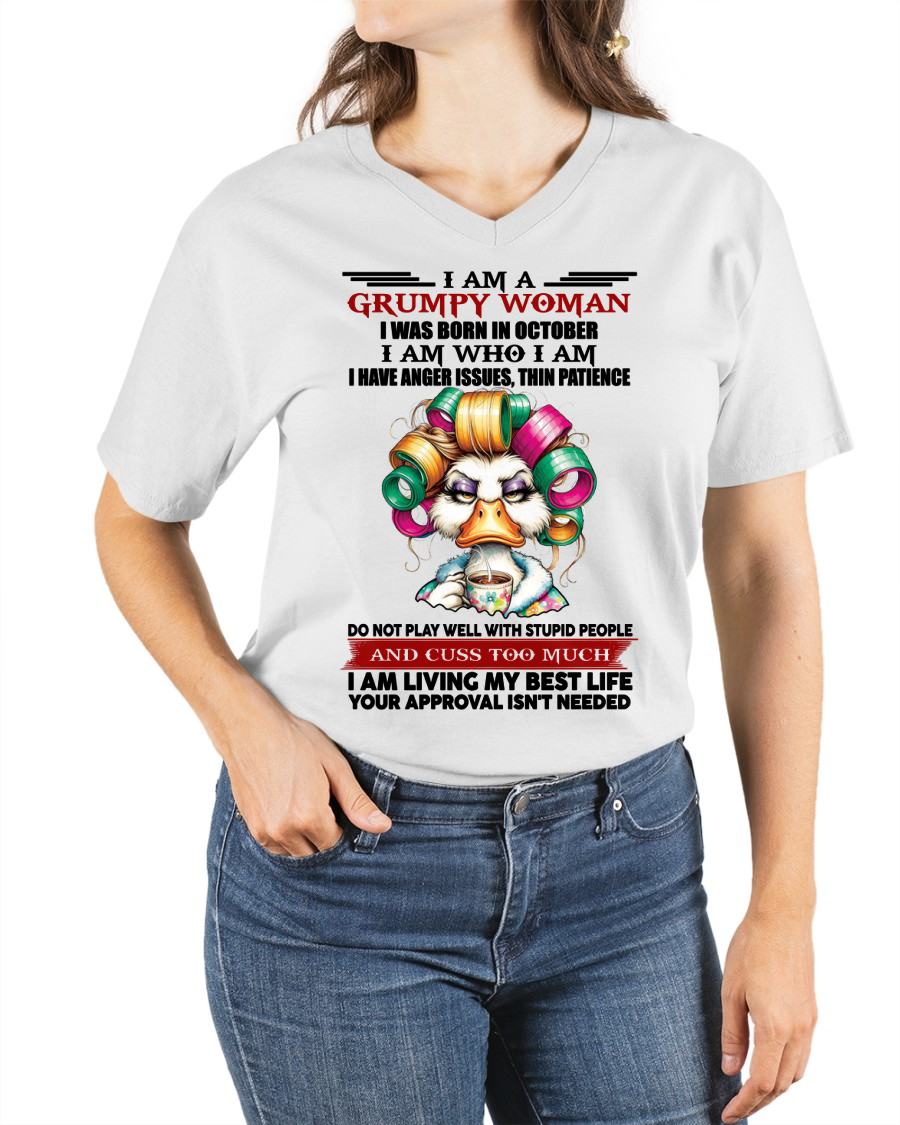 OCTOBER - GRUMPY WOMAN - BIRTHDAY SHIRT FOR WOMEN - KATE10 (SKU26T-01-22-10)