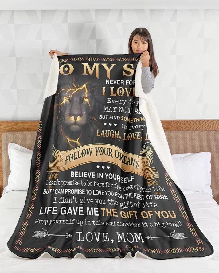 BLANKET FOR SON - GIFT FROM MOM - COMFORT & WARMTH GIFT (SKUB09-12)