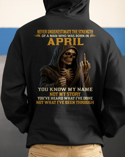 APRIL - NEVER UNDERESTIMATE - BIRTHDAY T-SHIRT FOR MEN - NIKI04 (SKU26T-01-06-04)
