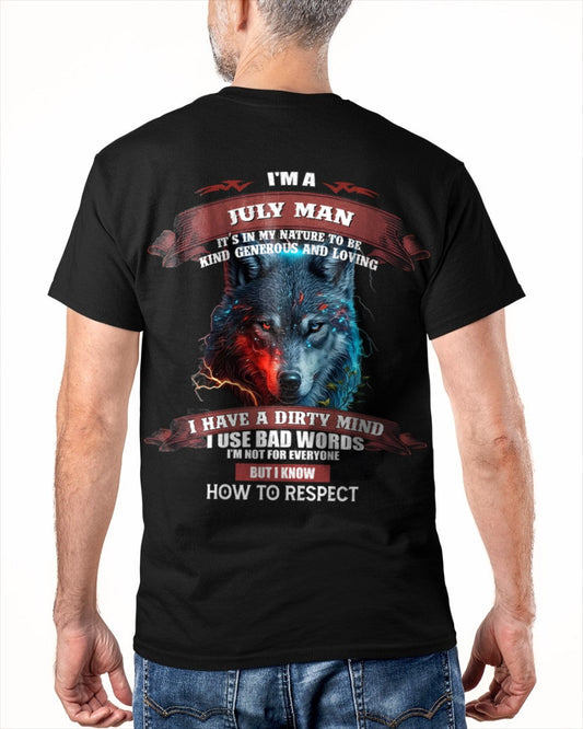 JULY - KNOW HOW TO RESPECT - BIRTHDAY T-SHIRT FOR MEN - KATE07 / male (SKU12-162-07)