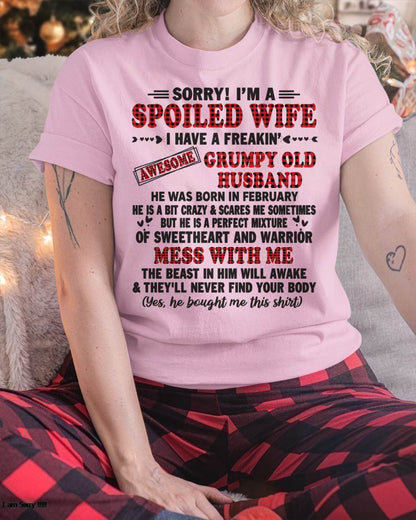 FEBRUARY - SPOILED WIFE OF AWESOME GRUMPY OLD HUSBAND - PERFECT GIFT  FROM HUSBAND - KATE02 (SKU12-111-02)